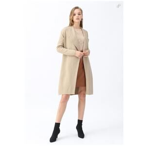 Chicwish Women's Classy Open Front Knit Coat - Light Tan - NWT - Size XL